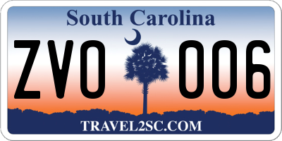 SC license plate ZVO006