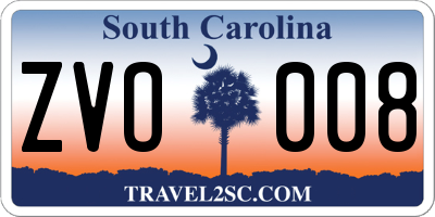 SC license plate ZVO008