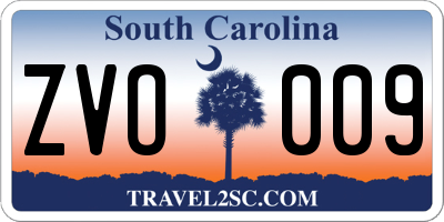 SC license plate ZVO009