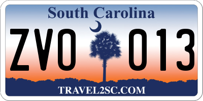 SC license plate ZVO013