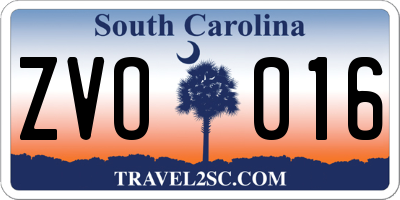 SC license plate ZVO016