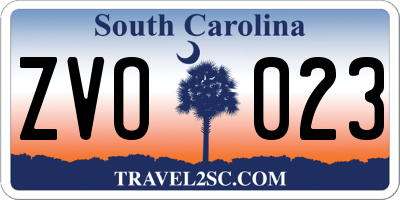 SC license plate ZVO023