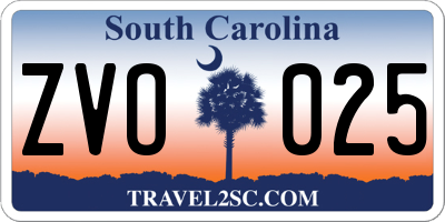SC license plate ZVO025