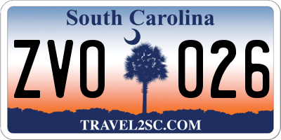 SC license plate ZVO026