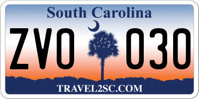 SC license plate ZVO030