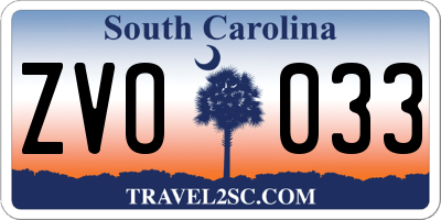 SC license plate ZVO033