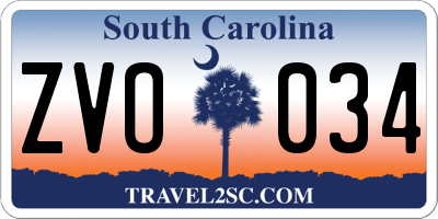 SC license plate ZVO034