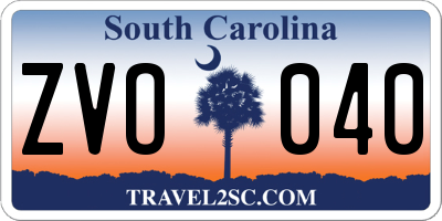 SC license plate ZVO040