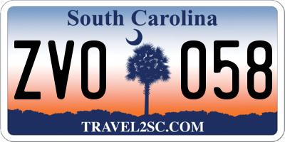 SC license plate ZVO058