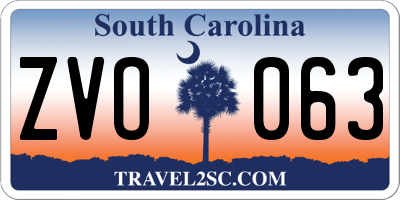 SC license plate ZVO063