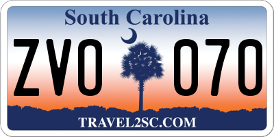 SC license plate ZVO070