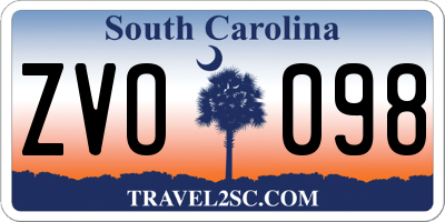 SC license plate ZVO098