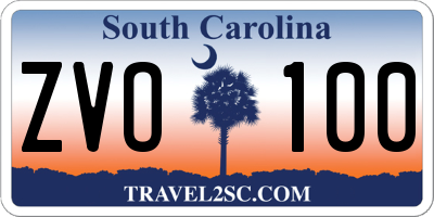 SC license plate ZVO100