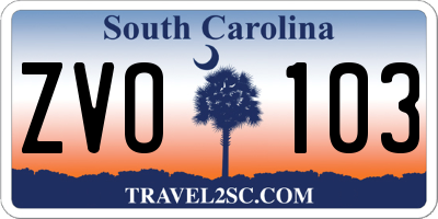 SC license plate ZVO103