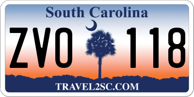 SC license plate ZVO118