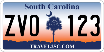 SC license plate ZVO123