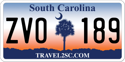 SC license plate ZVO189