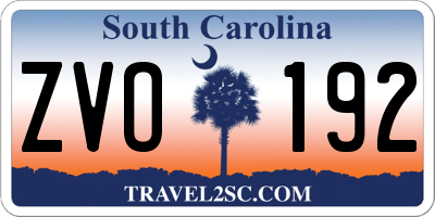 SC license plate ZVO192