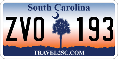 SC license plate ZVO193