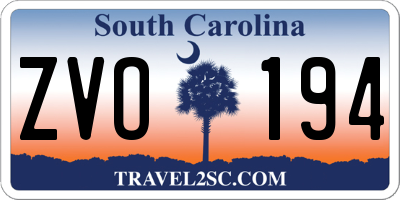 SC license plate ZVO194