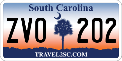 SC license plate ZVO202