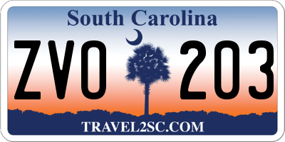 SC license plate ZVO203