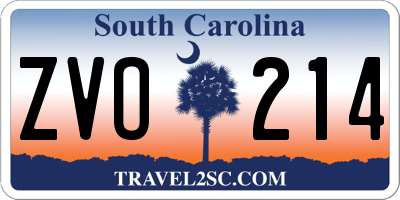 SC license plate ZVO214