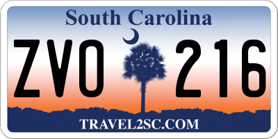 SC license plate ZVO216