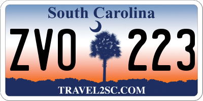 SC license plate ZVO223
