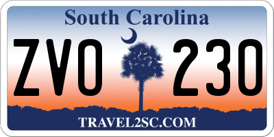 SC license plate ZVO230