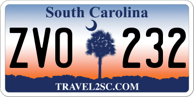 SC license plate ZVO232