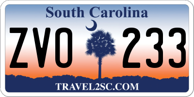 SC license plate ZVO233
