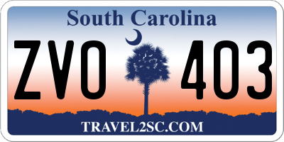 SC license plate ZVO403