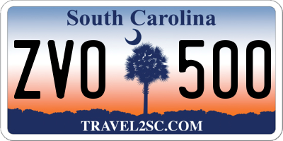 SC license plate ZVO500
