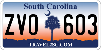 SC license plate ZVO603