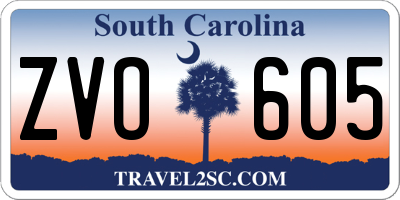 SC license plate ZVO605