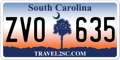 SC license plate ZVO635