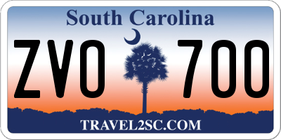 SC license plate ZVO700