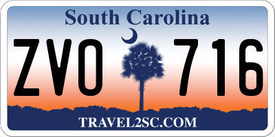 SC license plate ZVO716