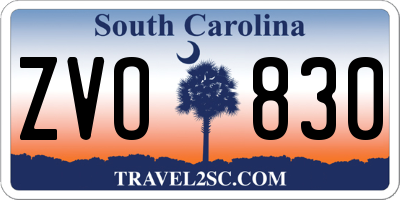 SC license plate ZVO830