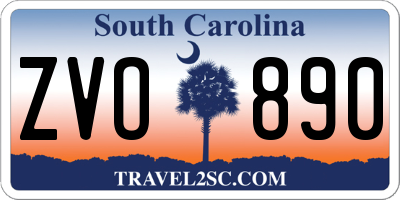 SC license plate ZVO890