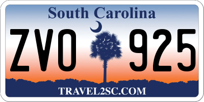 SC license plate ZVO925