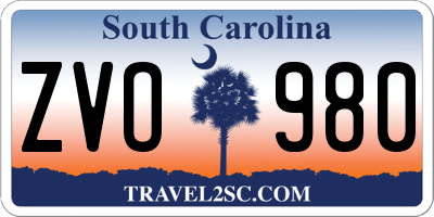 SC license plate ZVO980