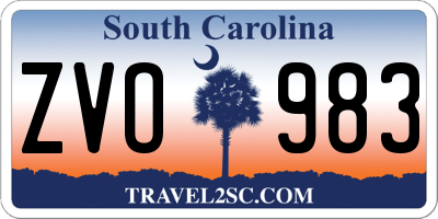 SC license plate ZVO983