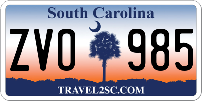 SC license plate ZVO985