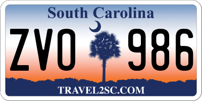 SC license plate ZVO986