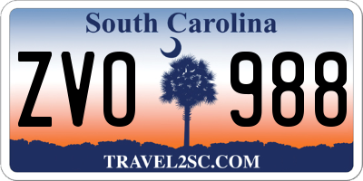 SC license plate ZVO988