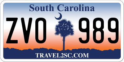 SC license plate ZVO989