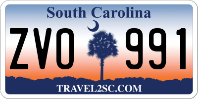 SC license plate ZVO991
