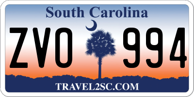 SC license plate ZVO994